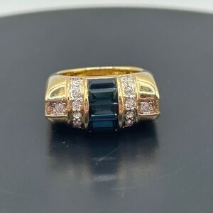 Vintage 90’s Camille Lucie Gold With Blue Stone Ring